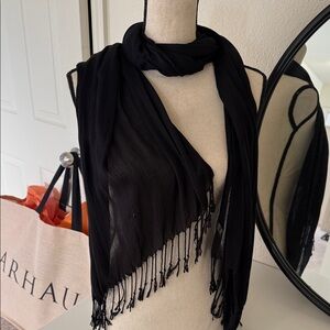 Elegant Black Fringe Scarf